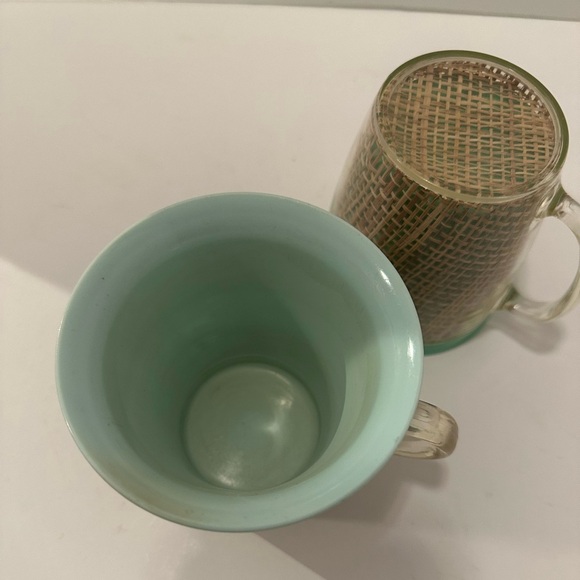 2 Vintage 60’s Retro Rafiaware Thero Coffee Mugs Aqua and Mint Green MCM - Picture 2 of 6